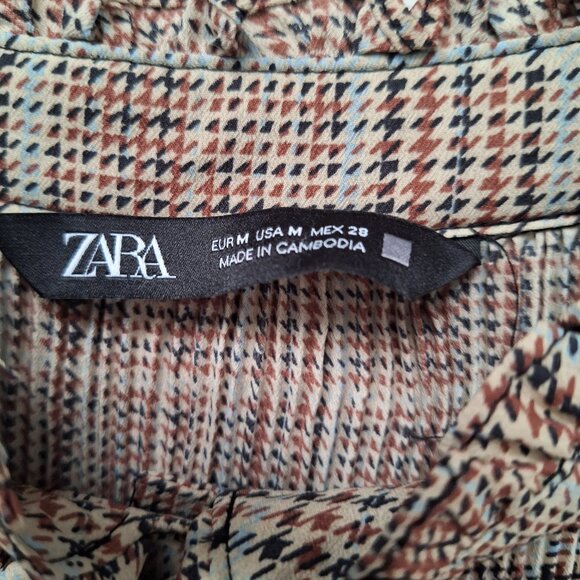 Zara Brown Plaid Flowy Blouse - Picture 10 of 13